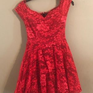 Red lace formal dress size small- wore only once